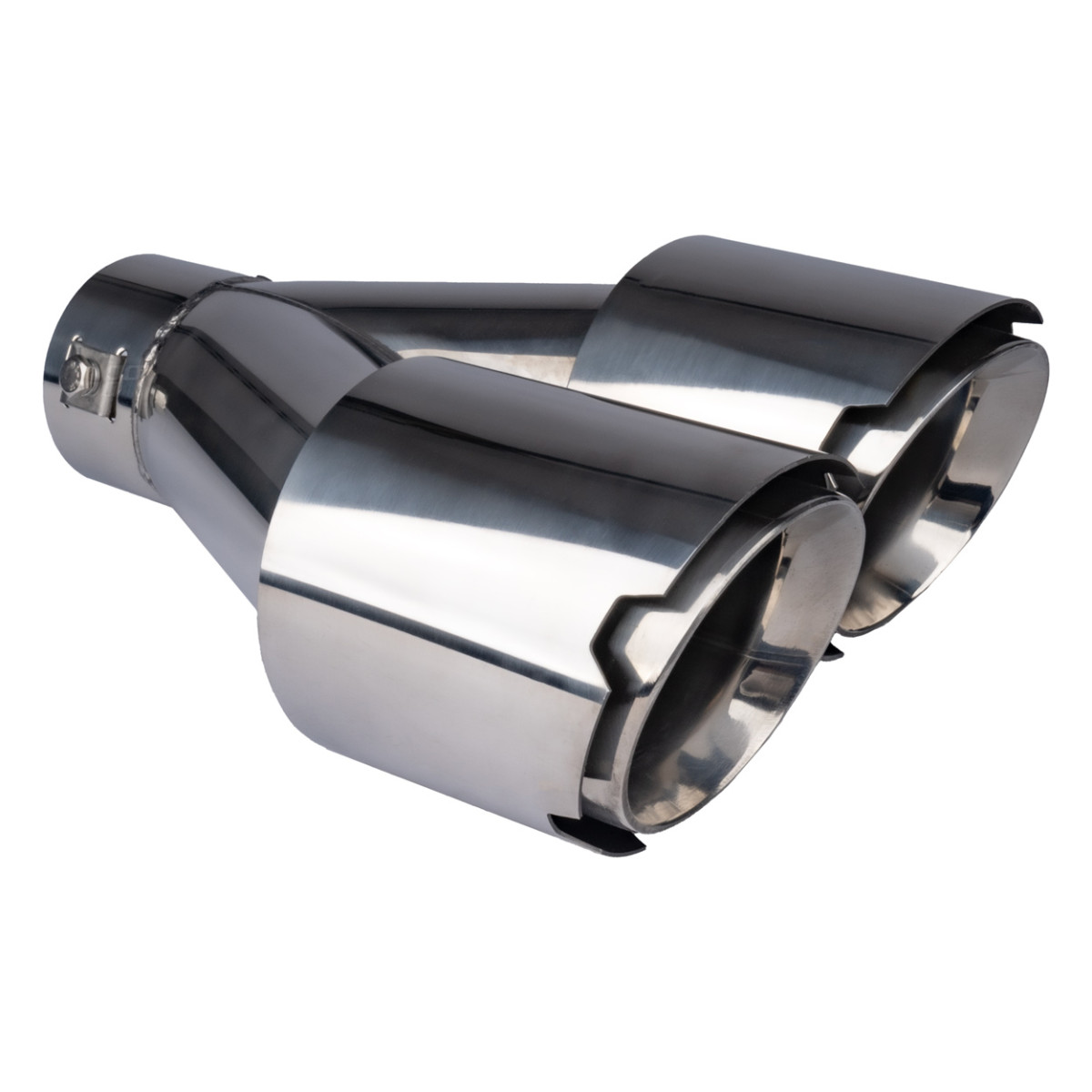 Ljuddämparmunstycke, rostfritt stål, förkromat, dubbel, höger, AMiO‑04068