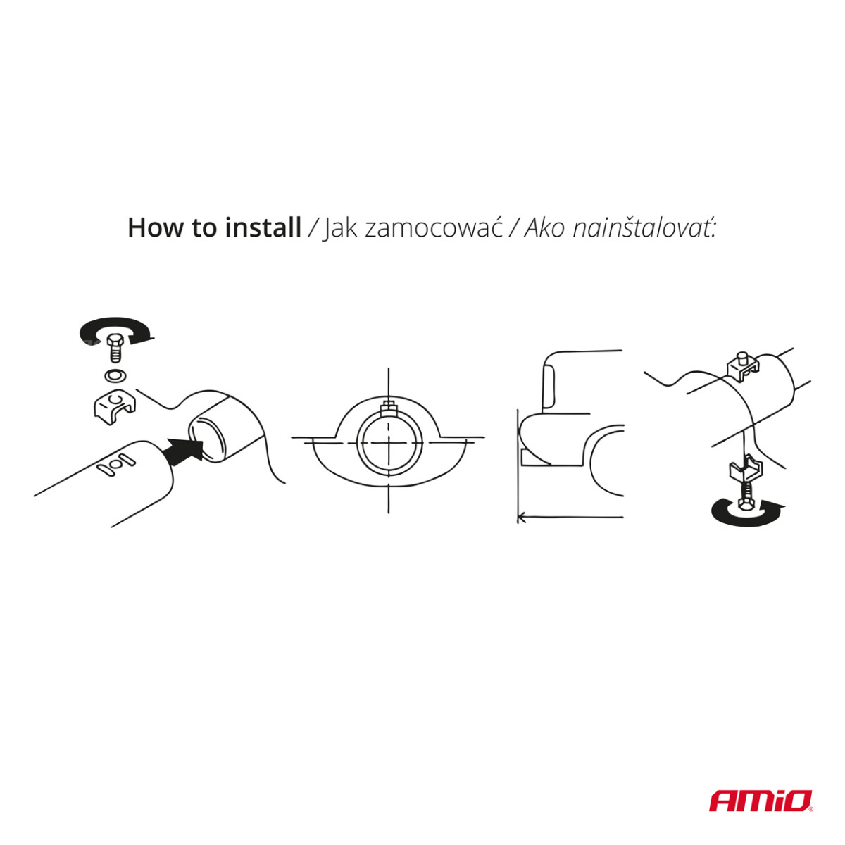 Ljuddämparmunstycke, rostfritt stål, förkromat, dubbel, höger, AMiO‑04068