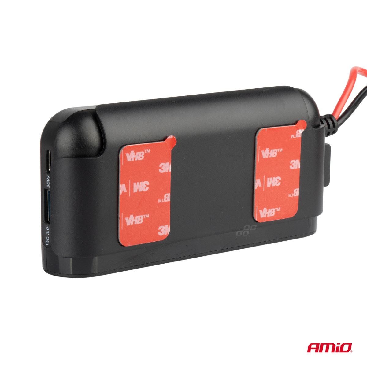 Förlängningsuttag med voltmeter, USB och USB-C 12–24 V, AMIO-03782