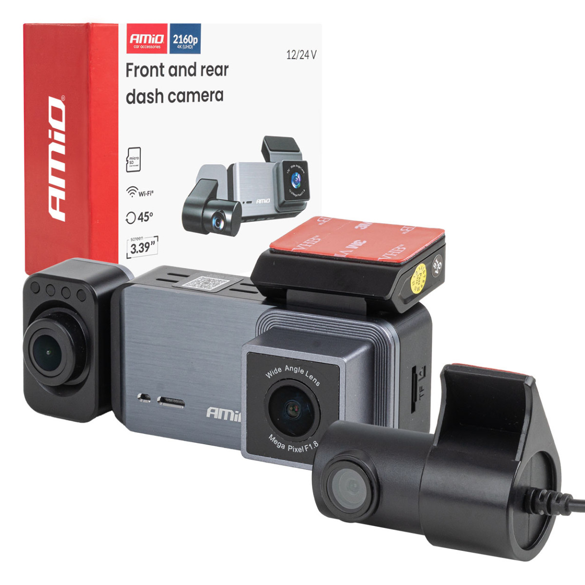 Bilvideoinspelare 4K + 1K + 2K WLAN Wi-Fi UHD 512 GB AMIO-04802.