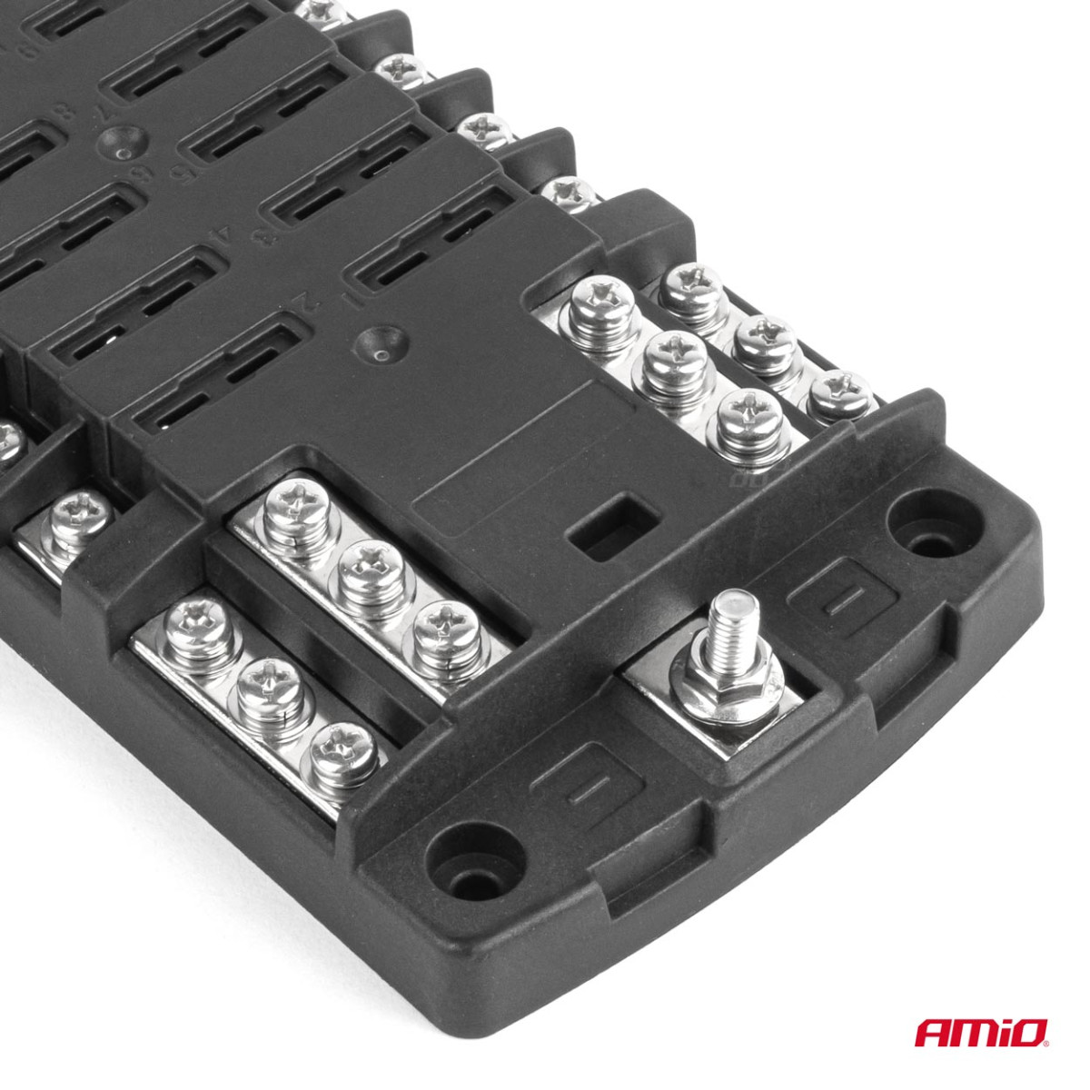 Säkringsdosa, 12 uttag med skruvkontakter och negativ pol AMIO-03834