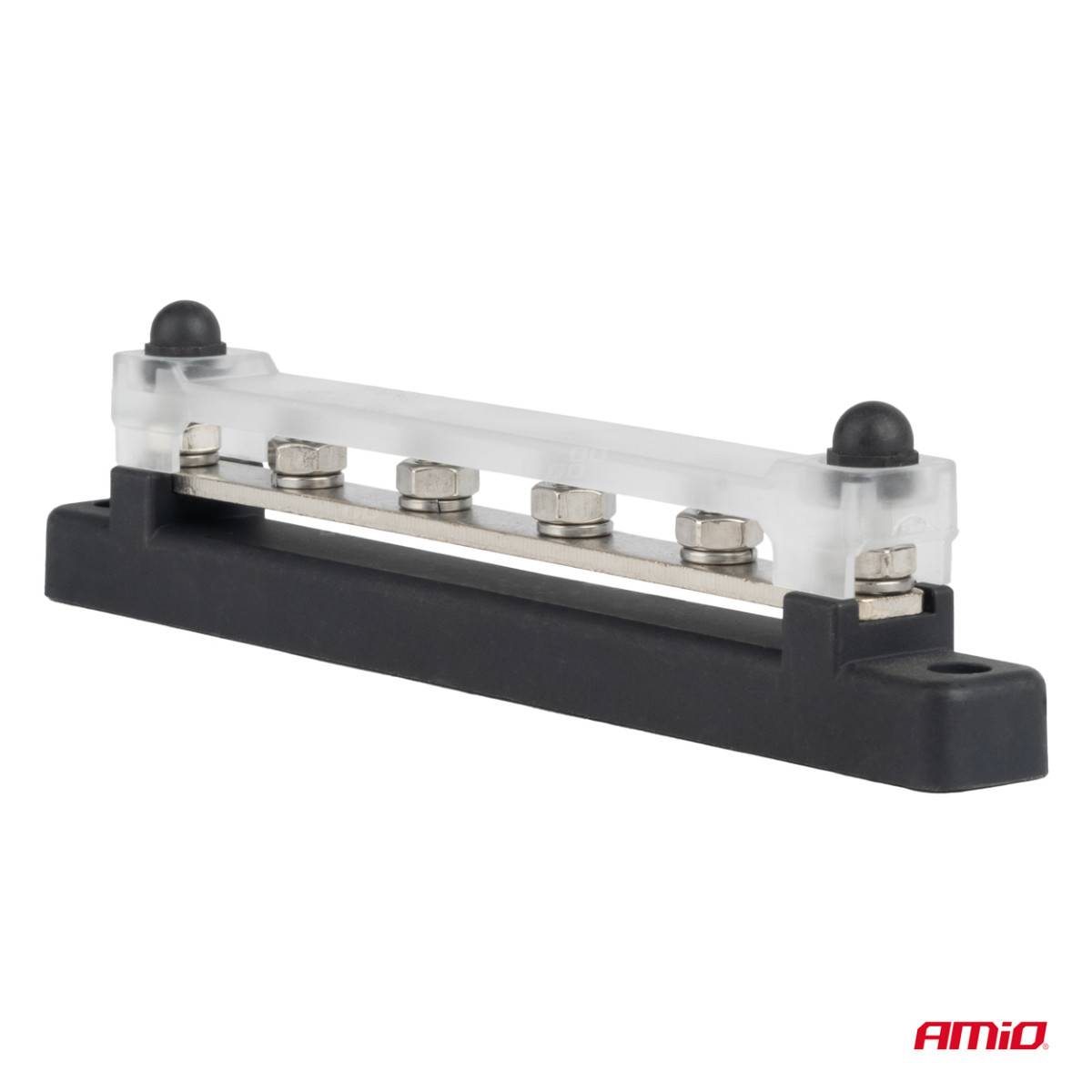 Negativpolsfördelningsblock med 4 M6-skruvar, Samlingsskena 12/24/48V 150A, AMIO-03808