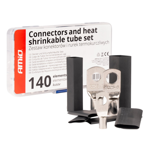 Krympbara trådkontakter och hylsor, 140 st. AMIO-04122