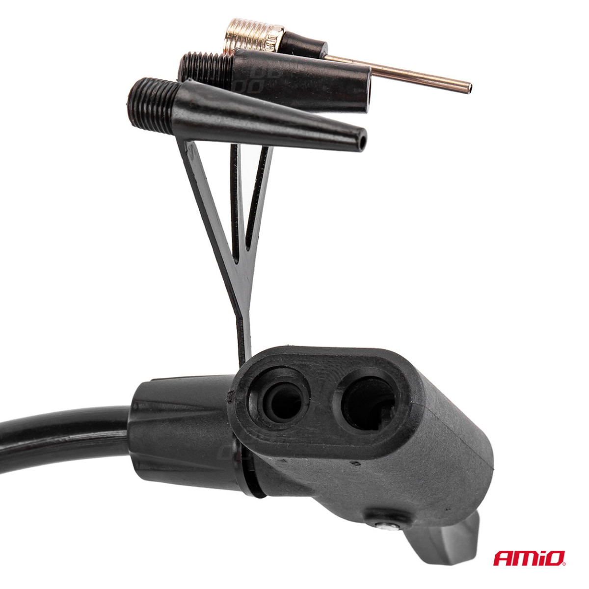 HQ dubbelkolvsfotpump 2×Ø45 mm med tryckmätare och adaptrar PU07