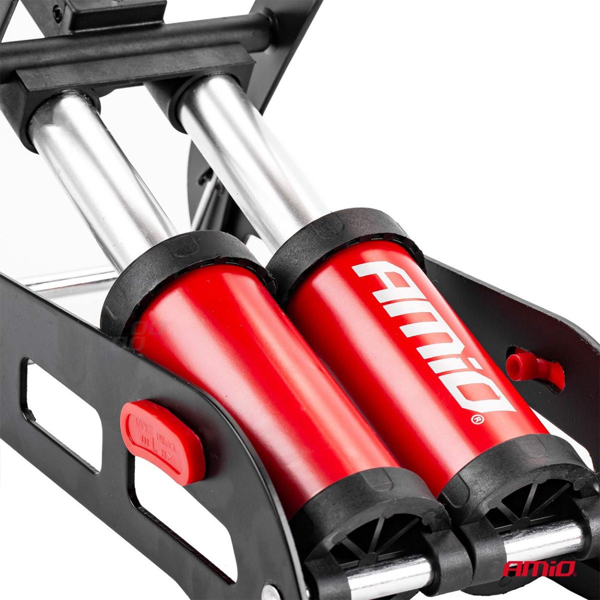 HQ dubbelkolvsfotpump 2×Ø45 mm med tryckmätare och adaptrar PU07