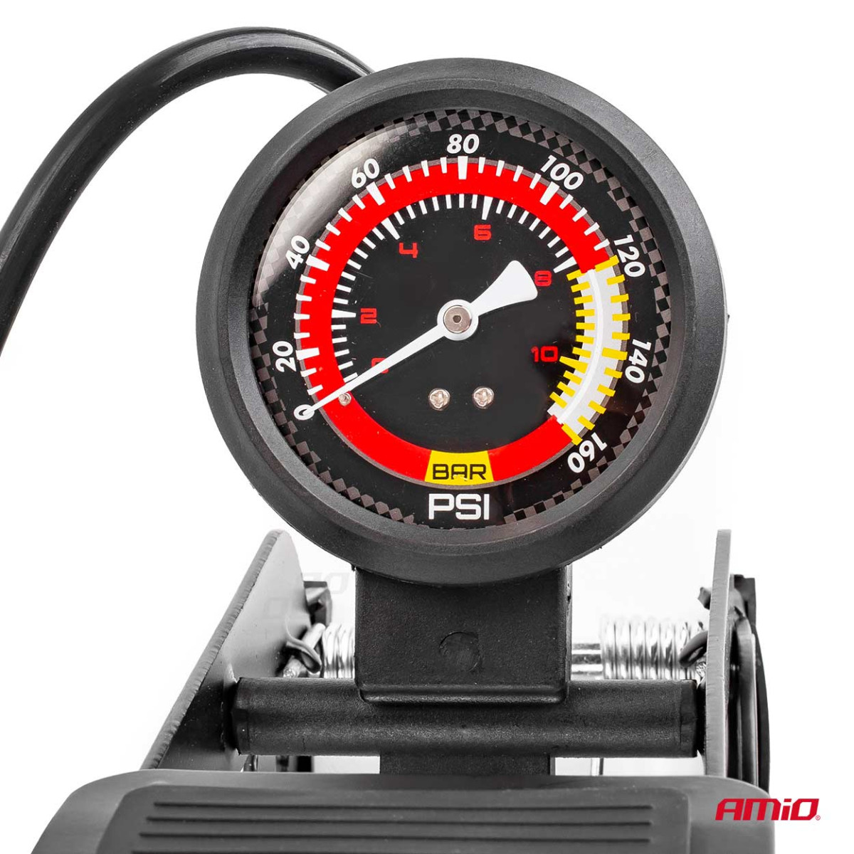 HQ fotpump med enkel kolv Ø55 mm med manometer och adaptrar PU06