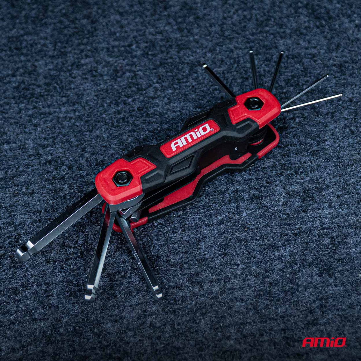 Hopfällbara insexnycklar med kula, 8 st., CR-V AMIO-04788