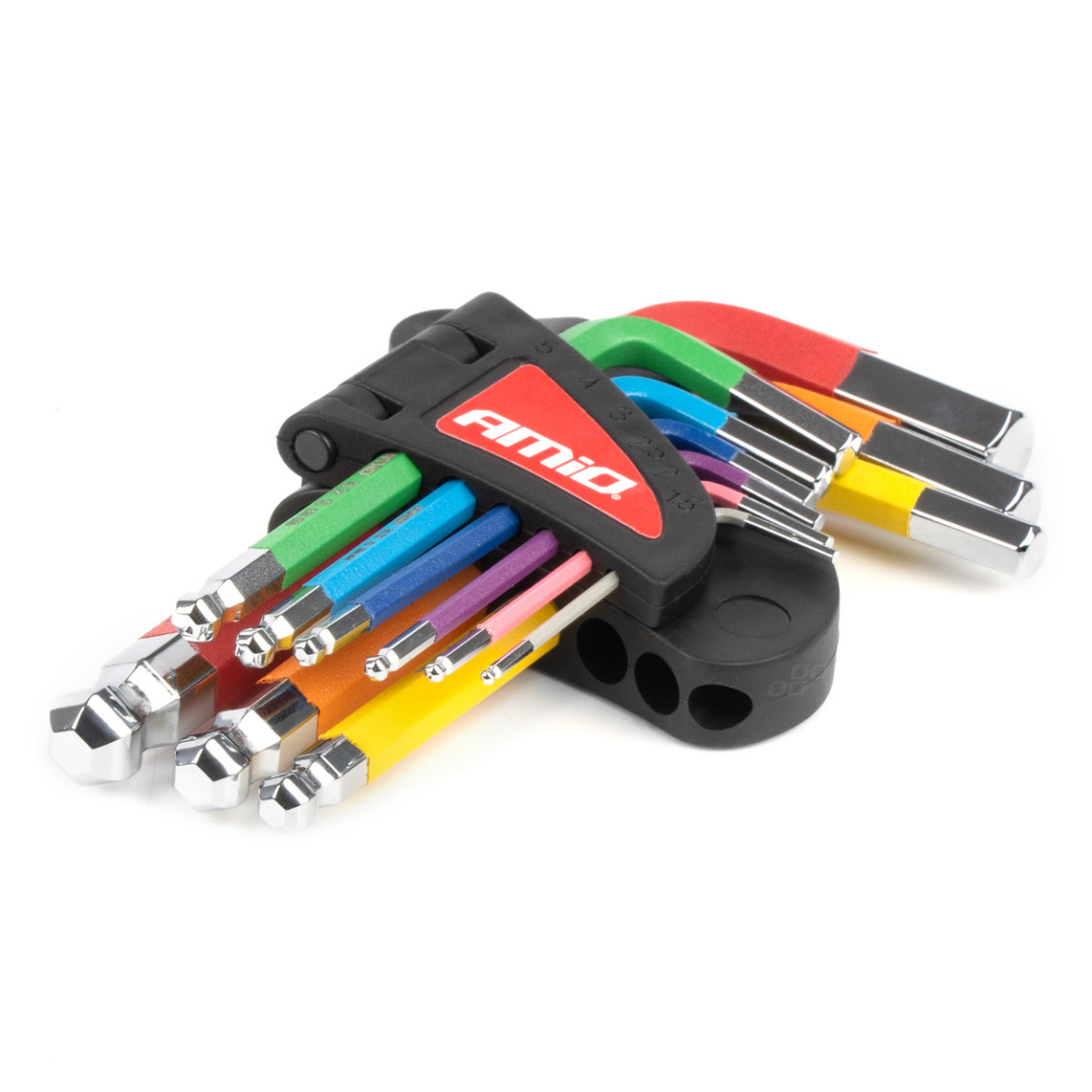 Sexkantsnycklar (Insexnycklar) med kula, korta, 9 st., S2 AMIO-04298