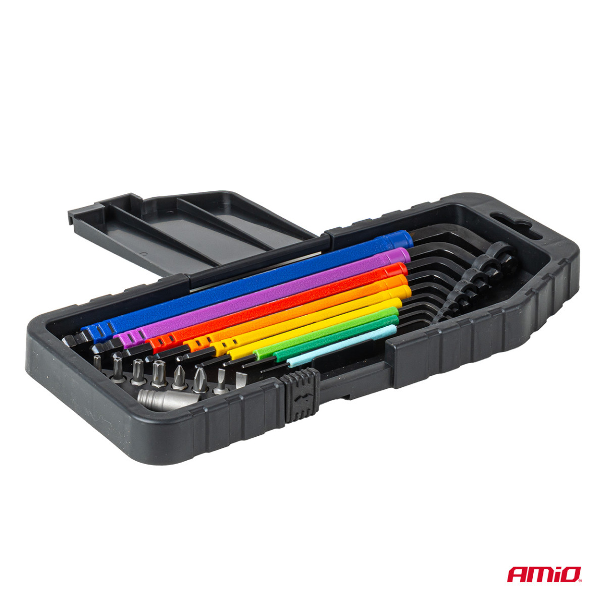 Sexkantsnycklar (Insexnycklar) med kula och bitssats, 18 delar, CR-V AMIO-04787