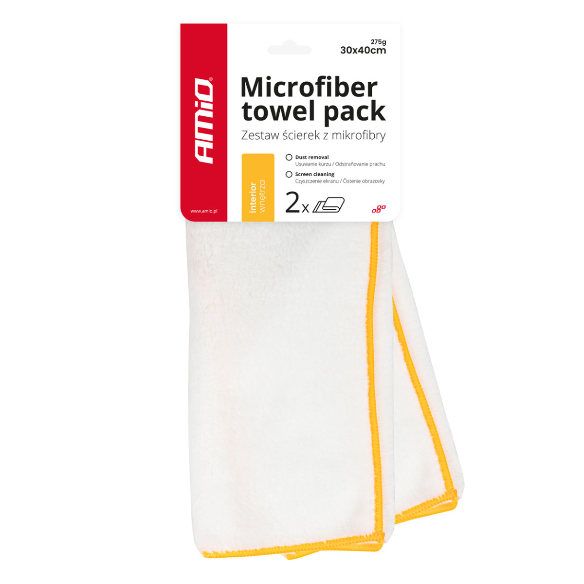 Mikrofiberdukar för bilinredning 30×40 cm, 275 gsm, 2 st. AMiO-03740