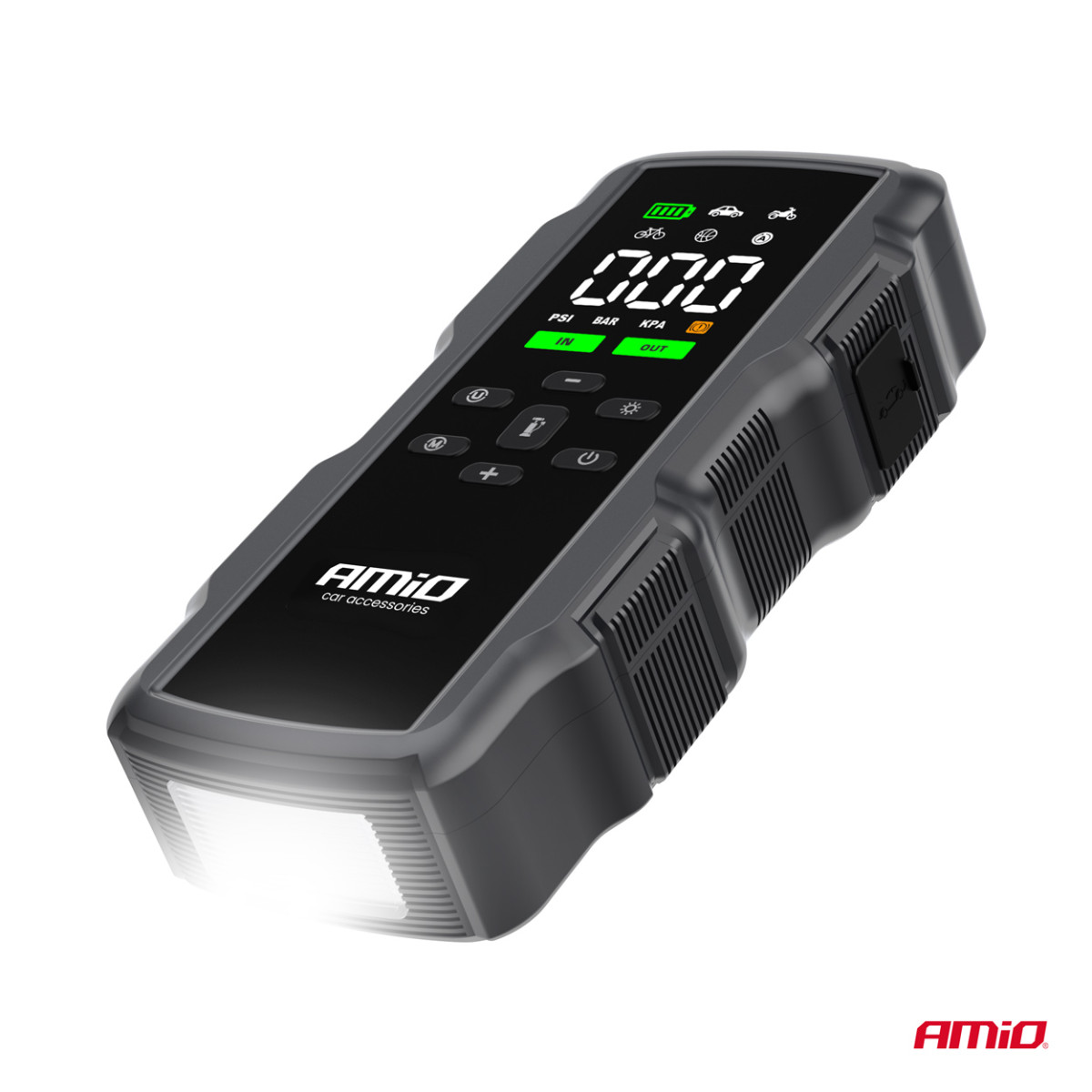 Starthjälp 4-i-1 med kompressor / Powerbank 12V 17Ah 900A, AMIO-05126