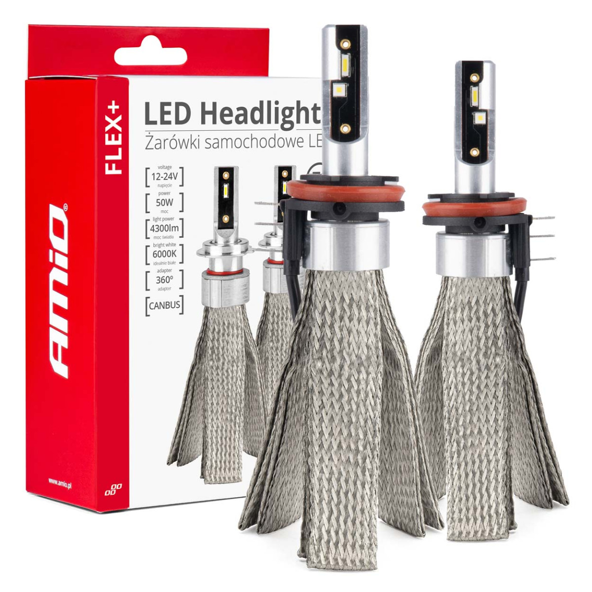 LED-strålkastarlampor FLEX+ H15 6000K-serien 12V 24V Canbus, 2 st. AMIO-03666