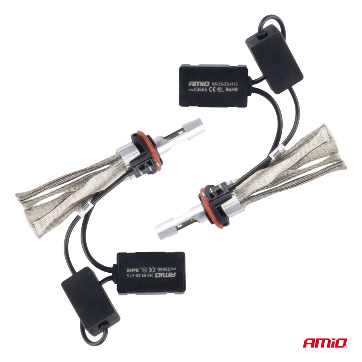 LED-strålkastarlampor FLEX+ H15 6000K-serien 12V 24V Canbus, 2 st. AMIO-03666