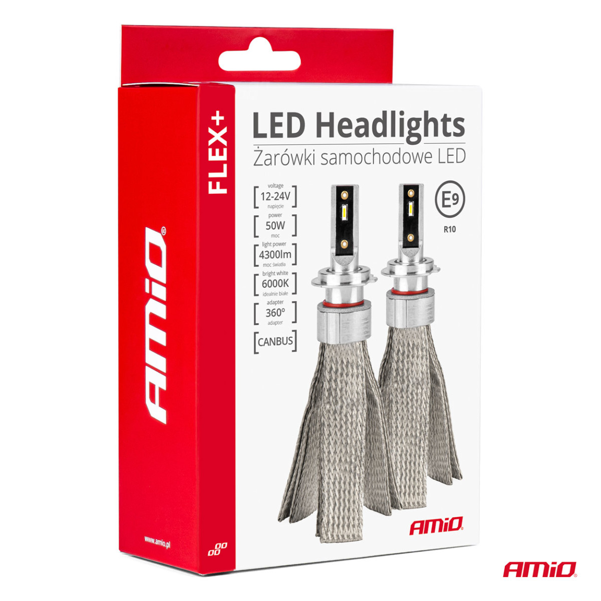 LED-strålkastarlampor FLEX+ H15 6000K-serien 12V 24V Canbus, 2 st. AMIO-03666