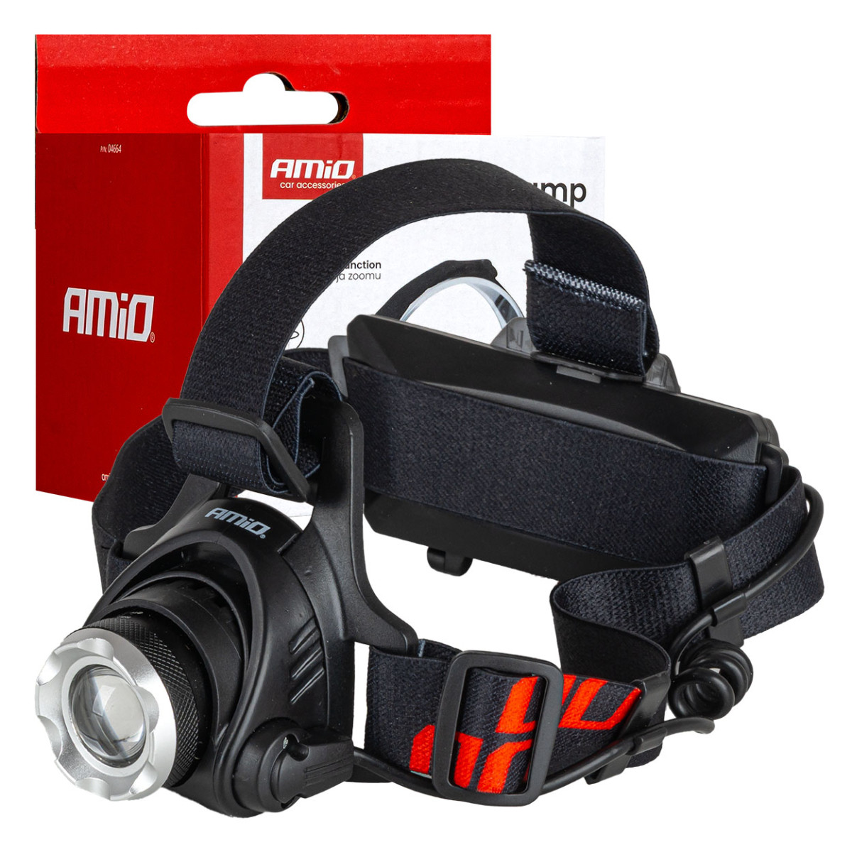 Uppladdningsbar LED-pannlampa T6 3600mAh AMIO-04664