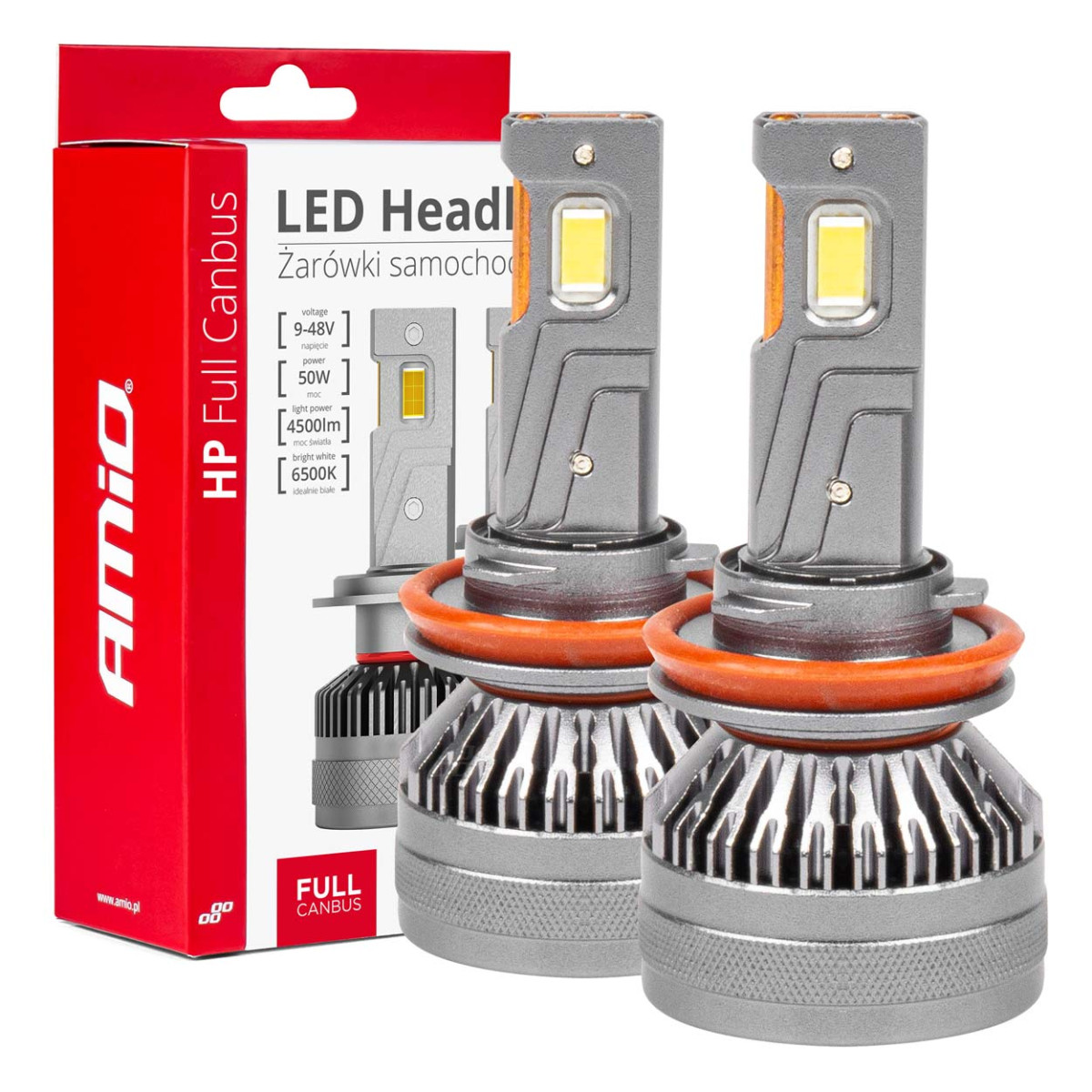 LED-strålkastarlampor HP-serien H8/H9/H11/H16 Canbus AMiO-03677