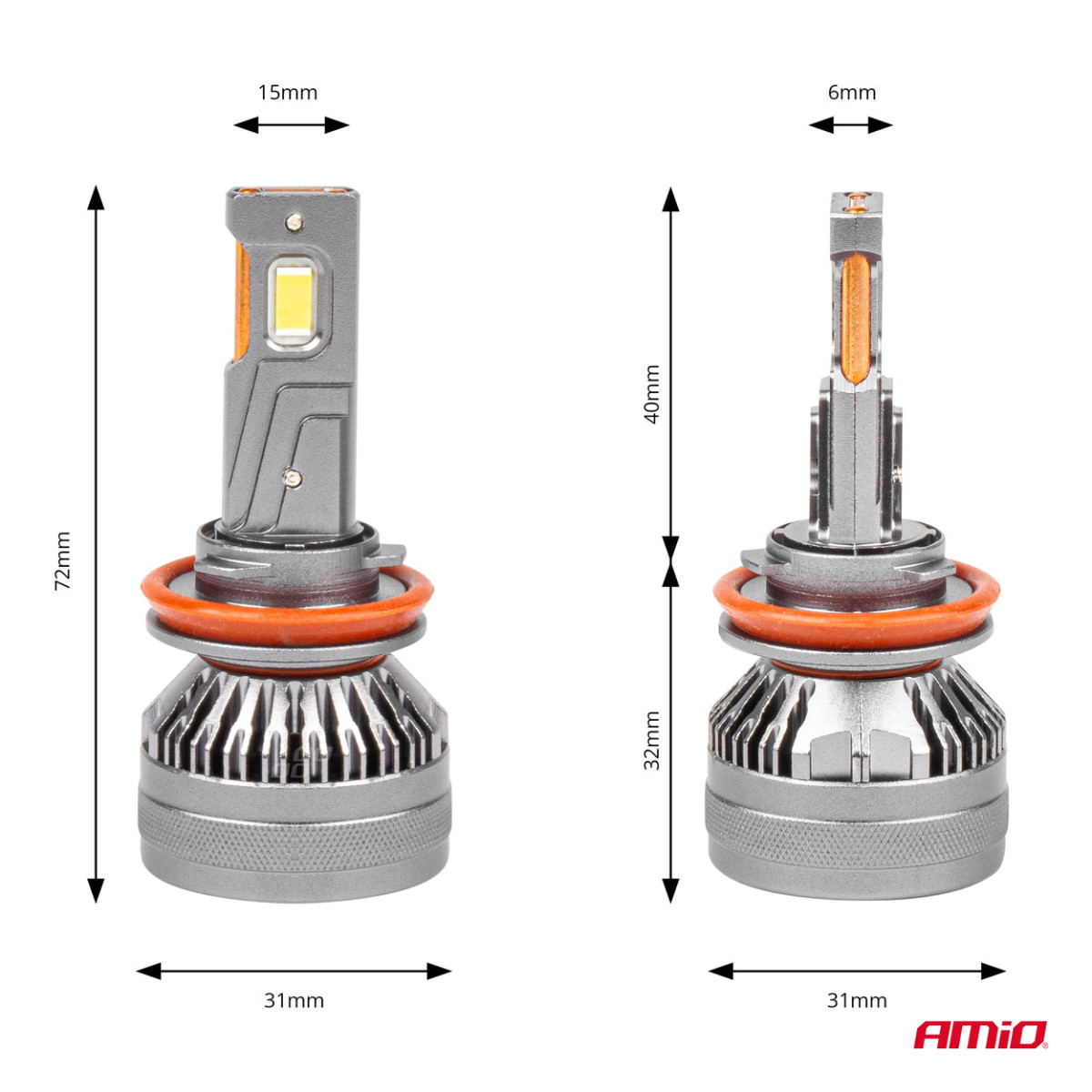 LED-strålkastarlampor HP-serien H8/H9/H11/H16 Canbus AMiO-03677