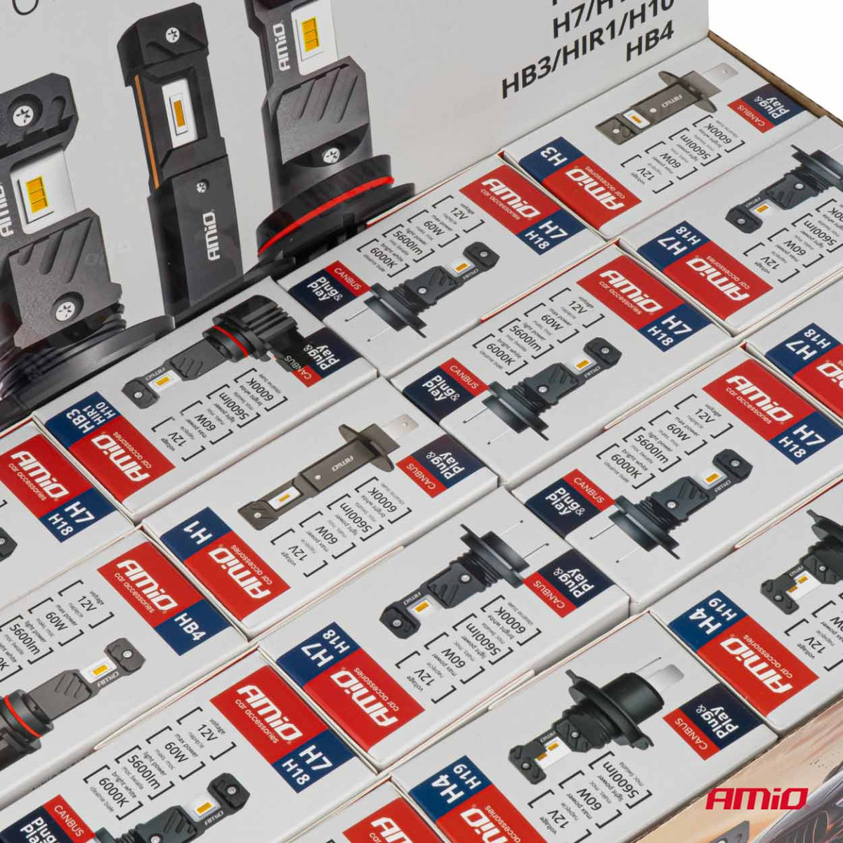 LED-strålkastarlampsats 16 delar, Hybrid series H1 H3 H4 H7 HB3 HB4 6000K Canbus, AMIO-04120