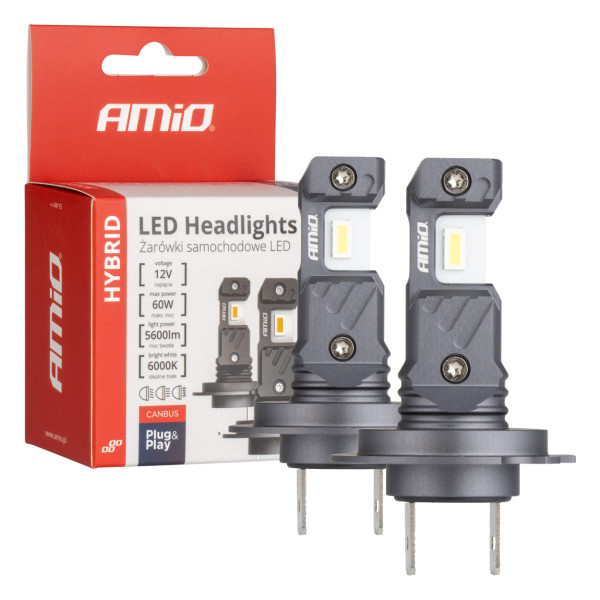 LED-strålkastarlampor Hybridserie H7 H18 6000K Canbus 60W AMIO-04115