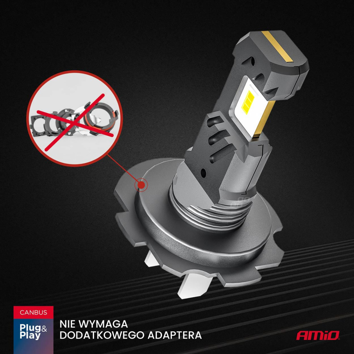 LED-strålkastarlampor Hybridserie H7 H18 6000K Canbus 60W AMIO-04115