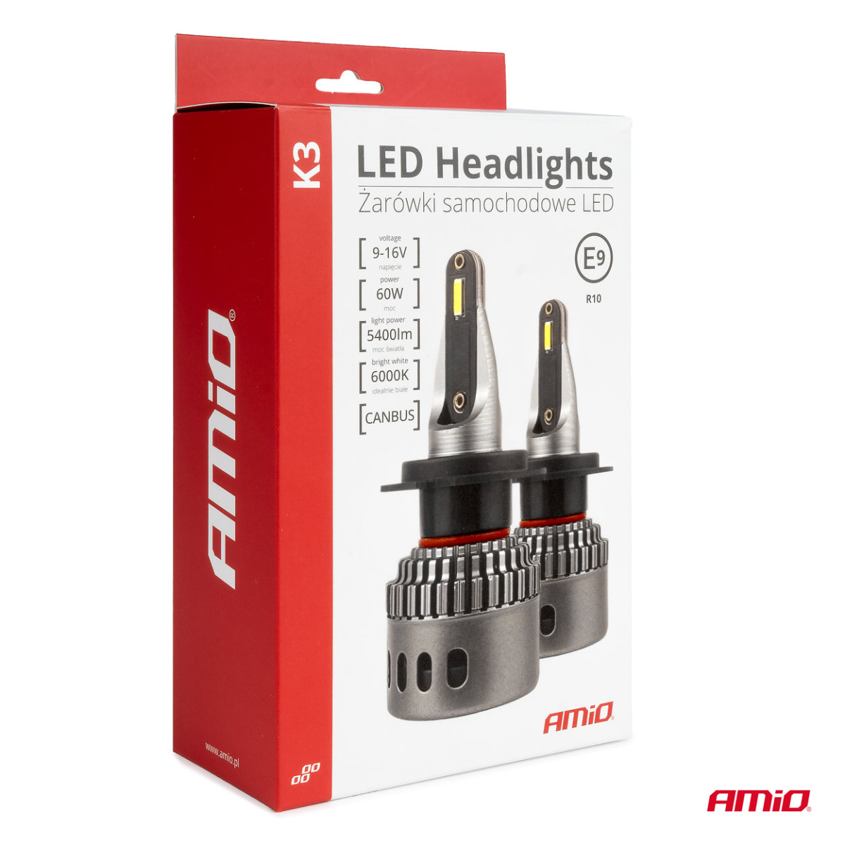 LED-strålkastarlampor K3-serien HB4 9006 12V 6000K canbus AMIO-03688