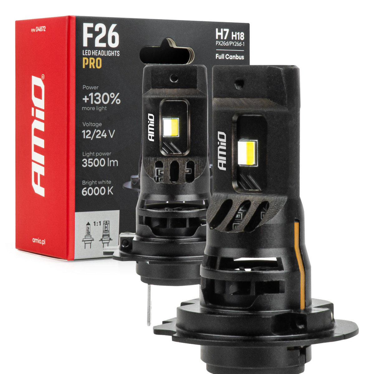 LED-billampor H7/H18 F26 PRO LumiTec LIMITED +130% DUO FULL CANBUS 12V/24V AMIO-04872