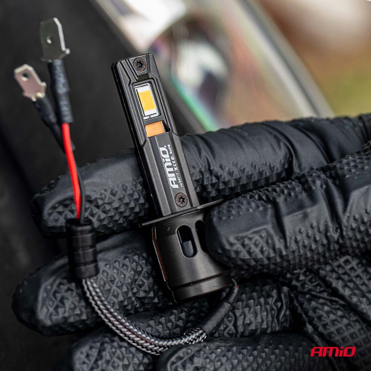 LED-strålkastarlampor Serie F25 PRO BLACK FULL CANBUS H1 68W 12V 24V AMIO-04717