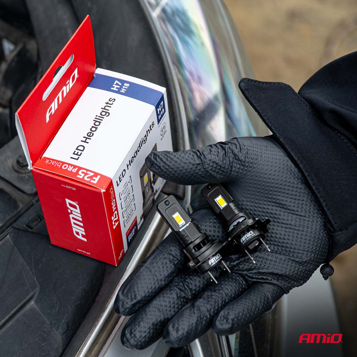 LED-strålkastarlampor F25 PRO SVARTA FULL CANBUS H7 68W 12V 24V, AMIO-04720