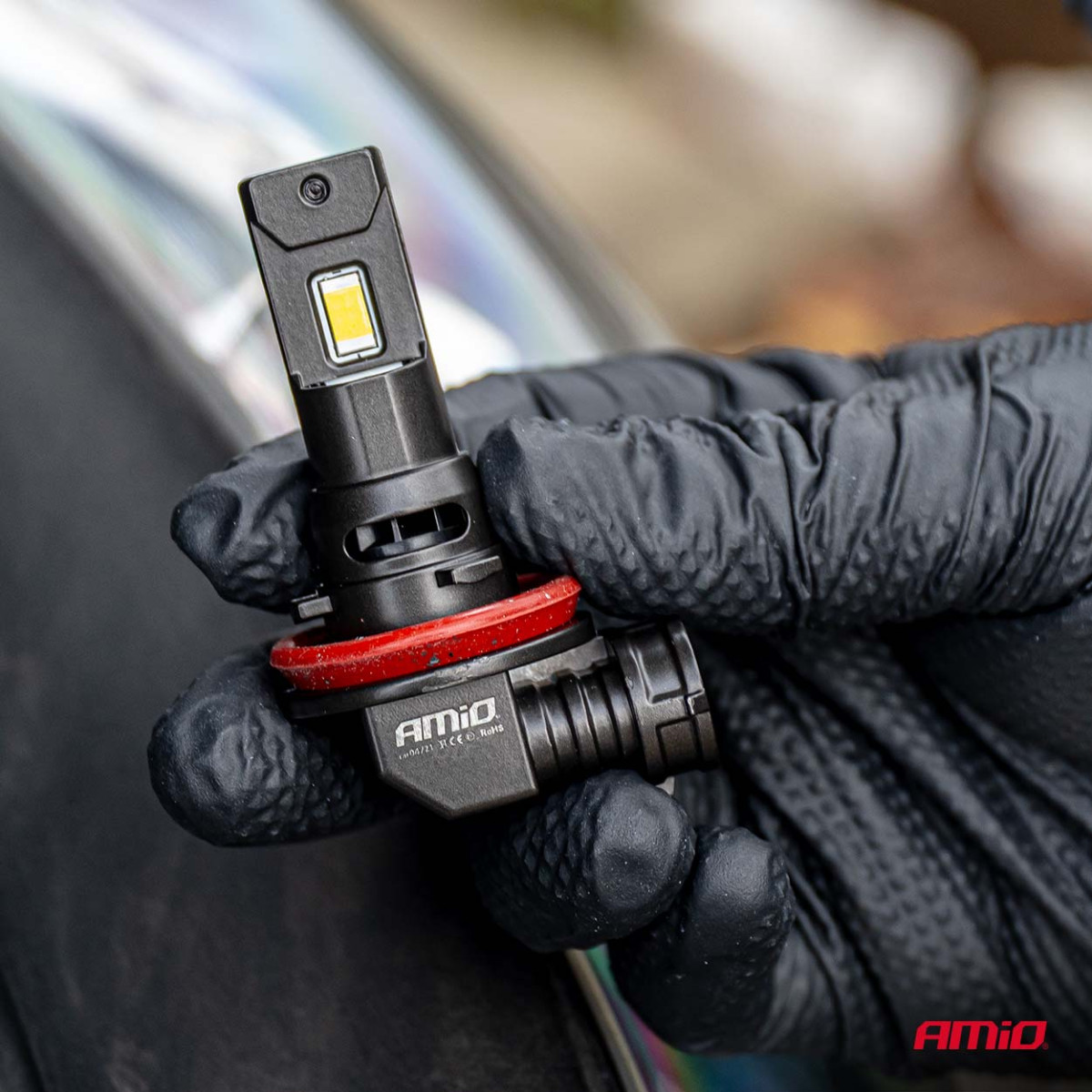 LED-strålkastarlampor F25 PRO SVARTA FULL CANBUS H8 H9 H11 H16 68W 12V 24V AMIO-04721