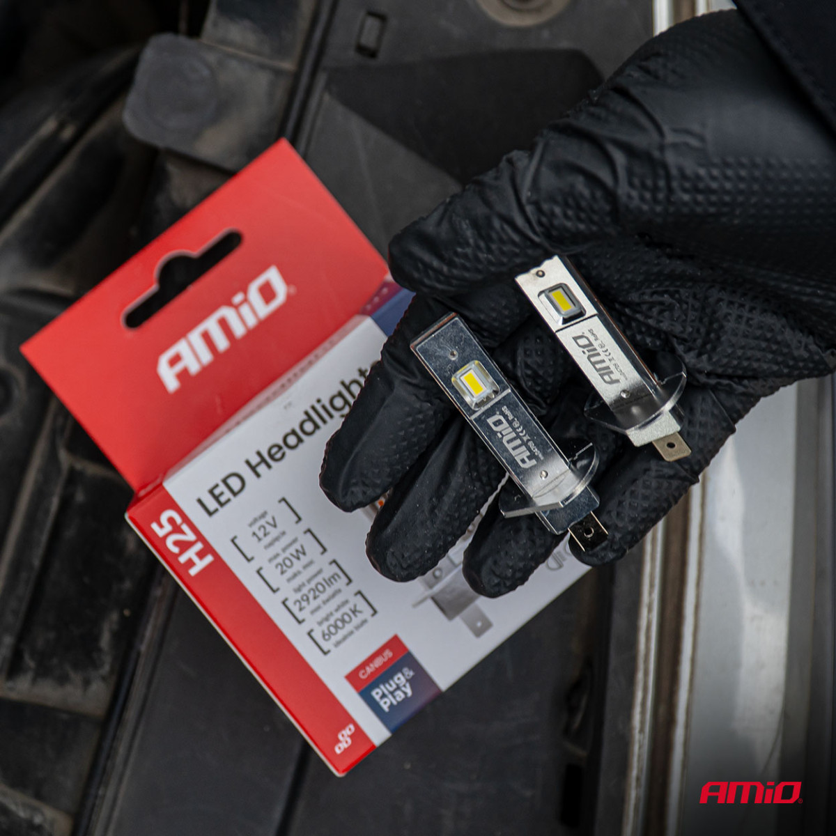LED-strålkastarlampor H25 CANBUS H1 12V 20W AMIO-04709