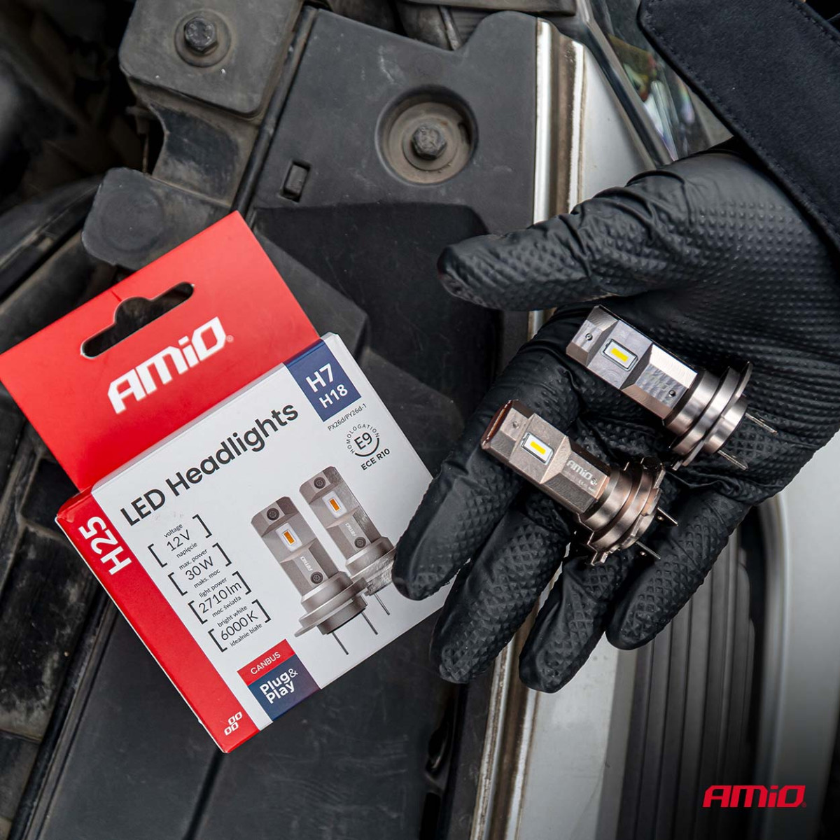 LED-strålkastarlampor Serie H25 CANBUS H7 H18 12V 30W, AMIO-04712