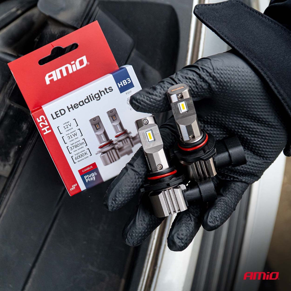 LED-strålkastarlampor H25 CANBUS HB3 9005 12V 31W, AMIO-04714