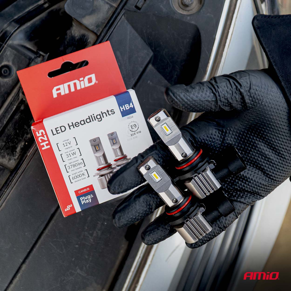 LED-strålkastarlampor Serie H25 CANBUS HB4 9006 12V 31W, AMIO-04715