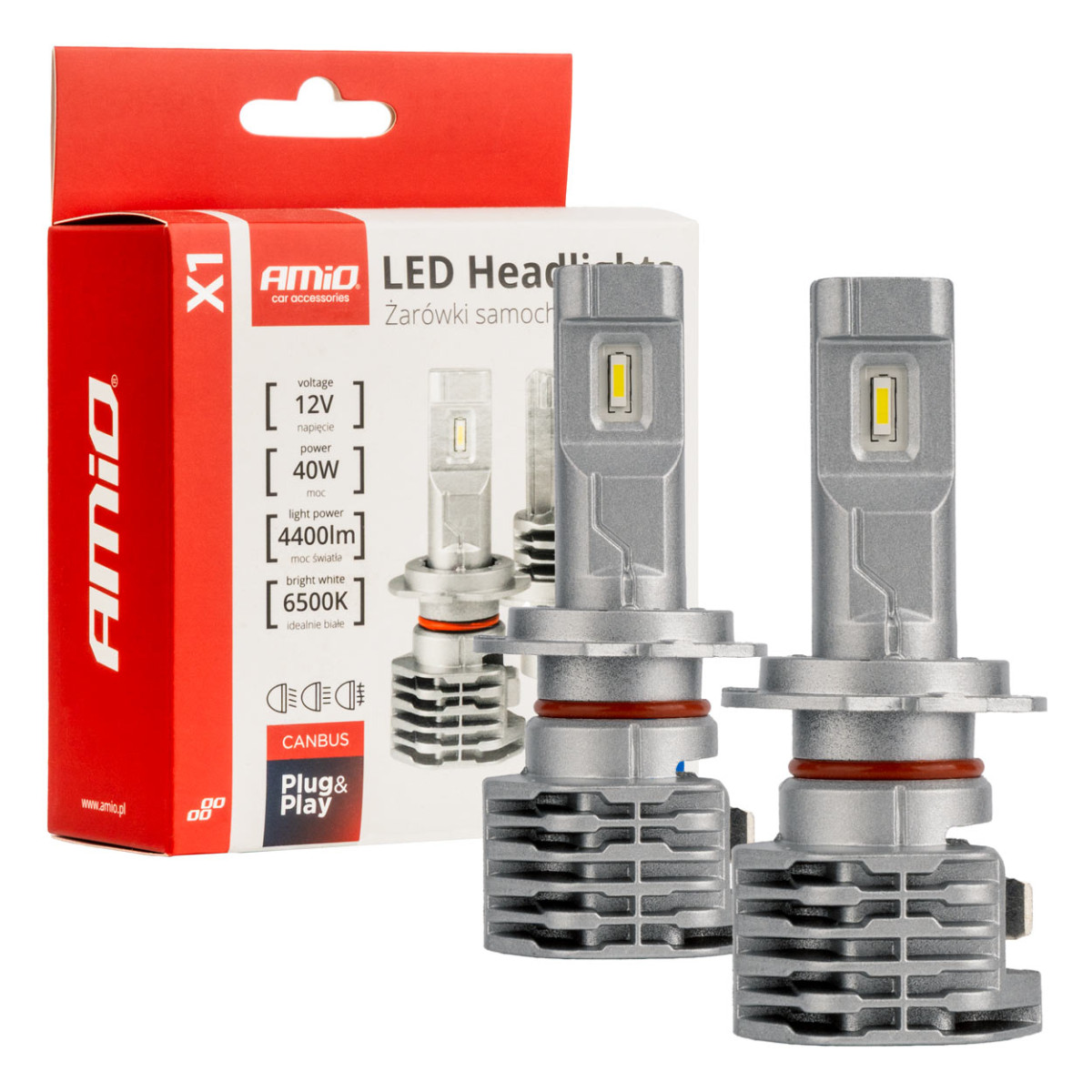 LED-strålkastarlampor X1-serien H7 AMiO-02966