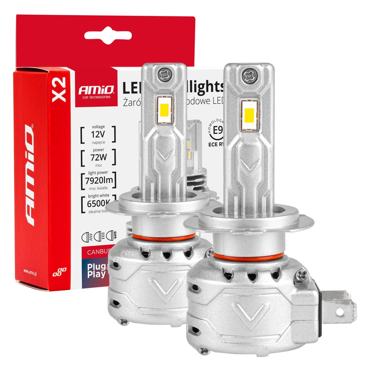 LED-strålkastarlampor X2-serien H7 AMiO-02973