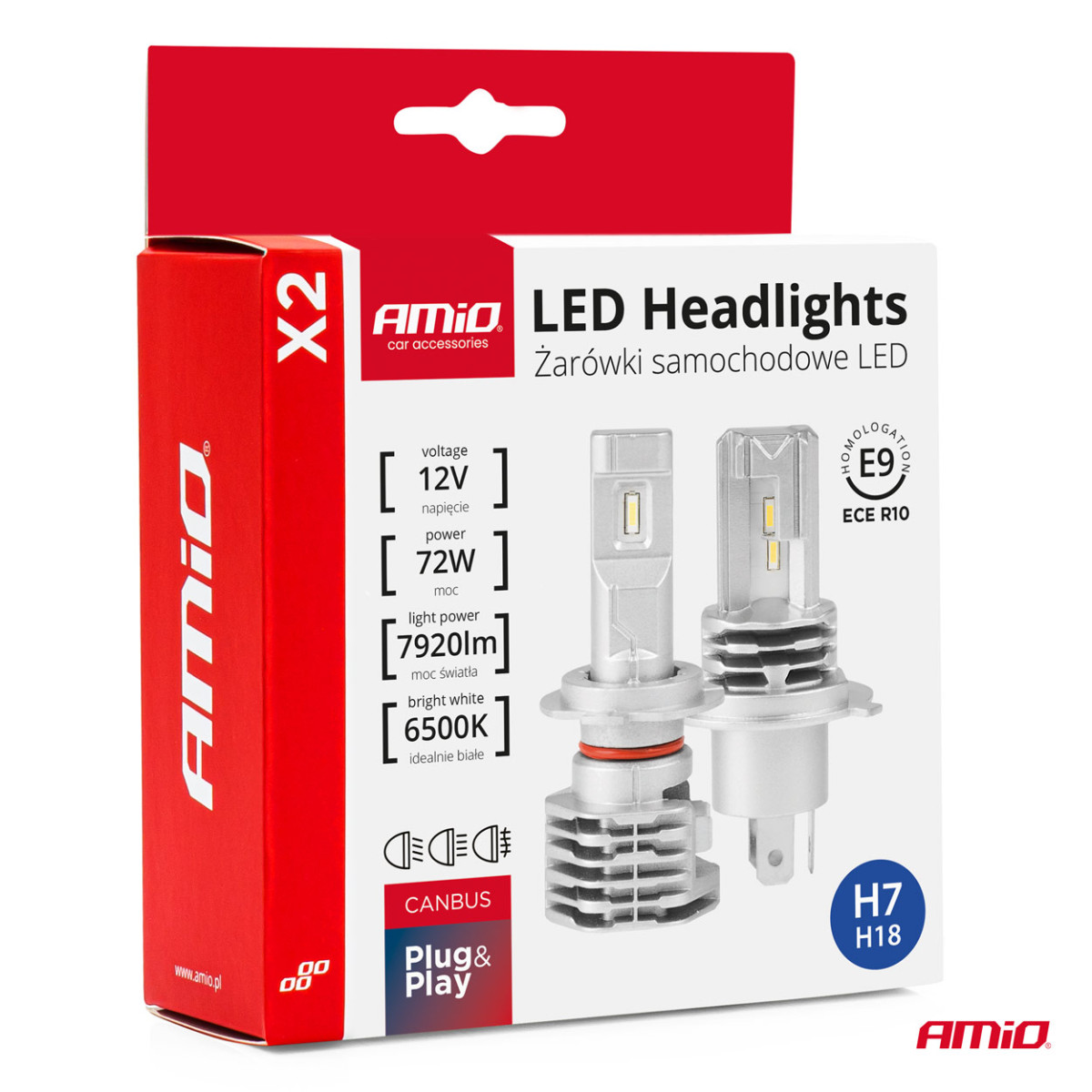 LED-strålkastarlampor X2-serien H7 AMiO-02973