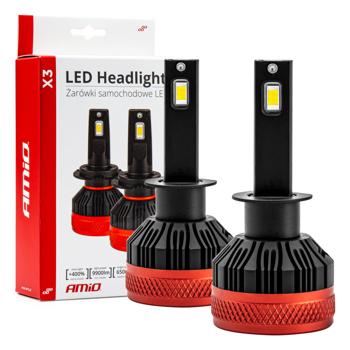 LED-strålkastarlampor X3-serien H1 AMiO-02977