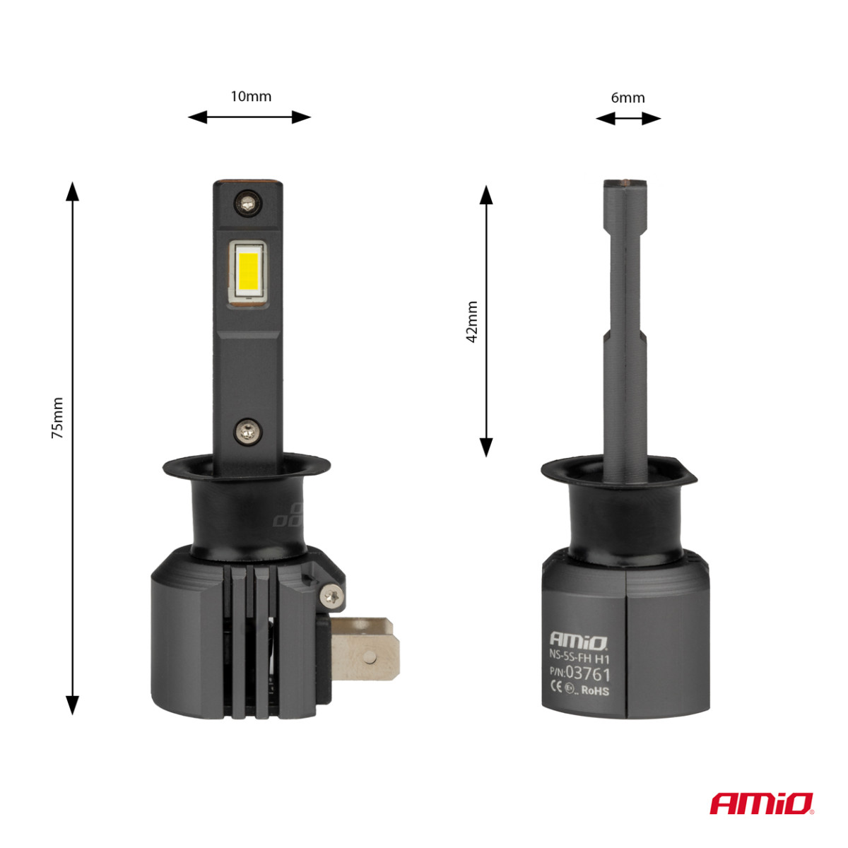 LED-strålkastarlampor X4-serien AVIATOR H1 6500K max 44W AMIO-03761