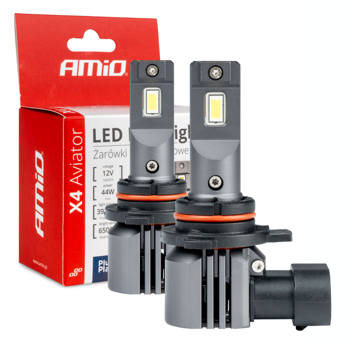 LED-strålkastarlampor X4-serien AVIATOR HIR2 9012 6500K max 44W AMIO-03768