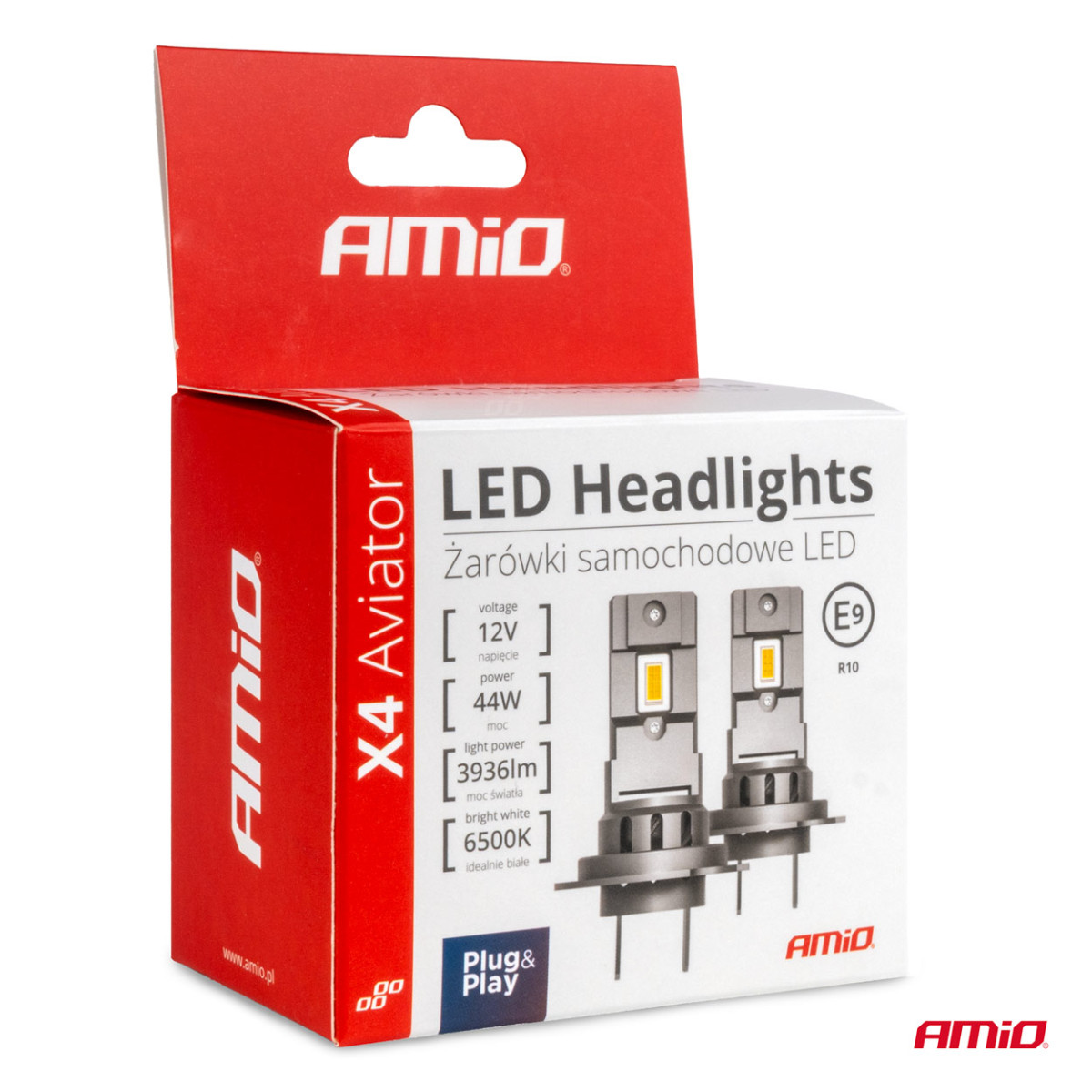 LED-strålkastarlampor X4-serien AVIATOR HIR2 9012 6500K max 44W AMIO-03768