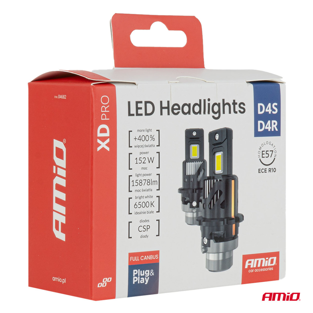 LED-strålkastarlampor XD PRO D4S D4R FULL CANBUS AMIO-04682