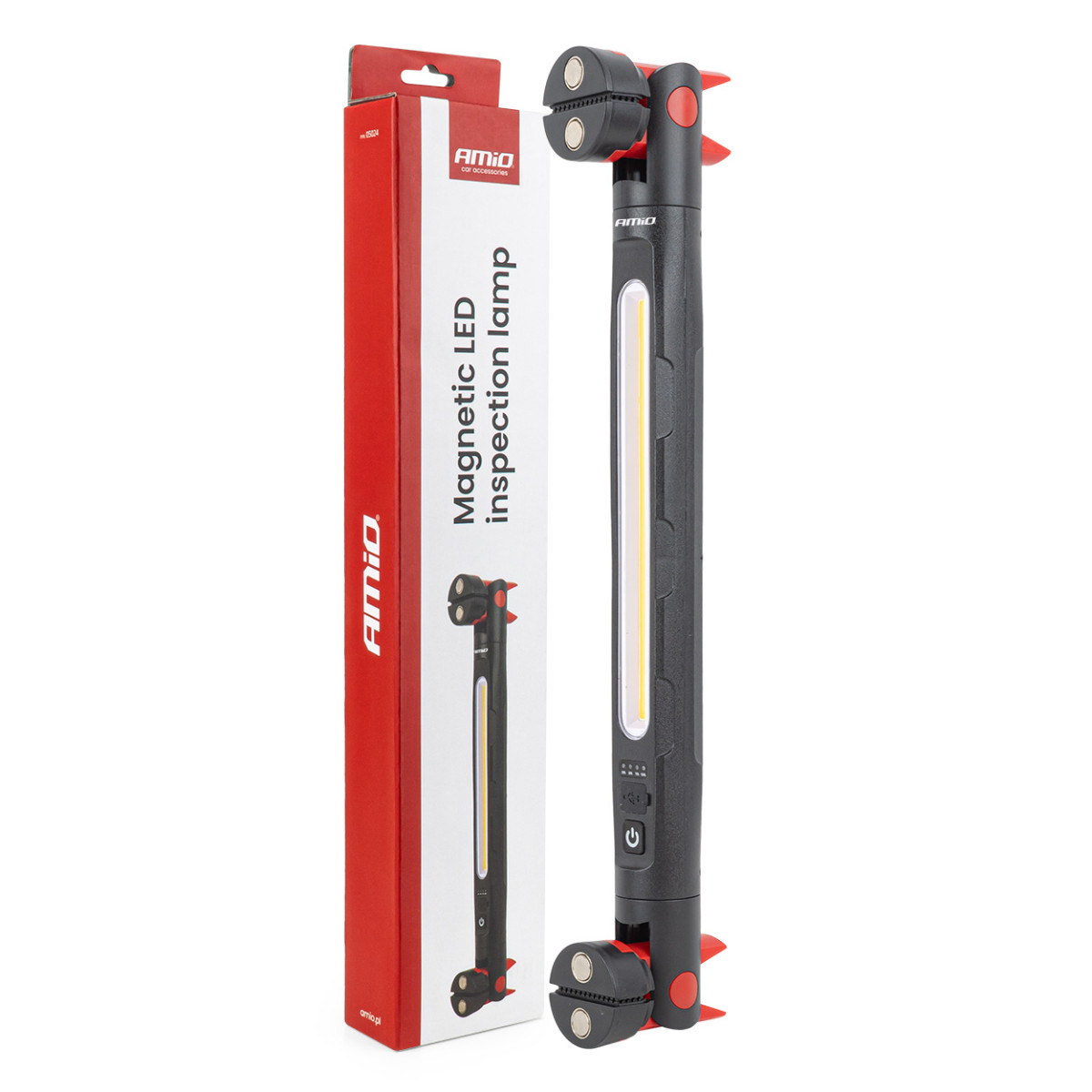 LED-arbetslampa med magnet och klämma, 4000 mAh, AMIO-05024