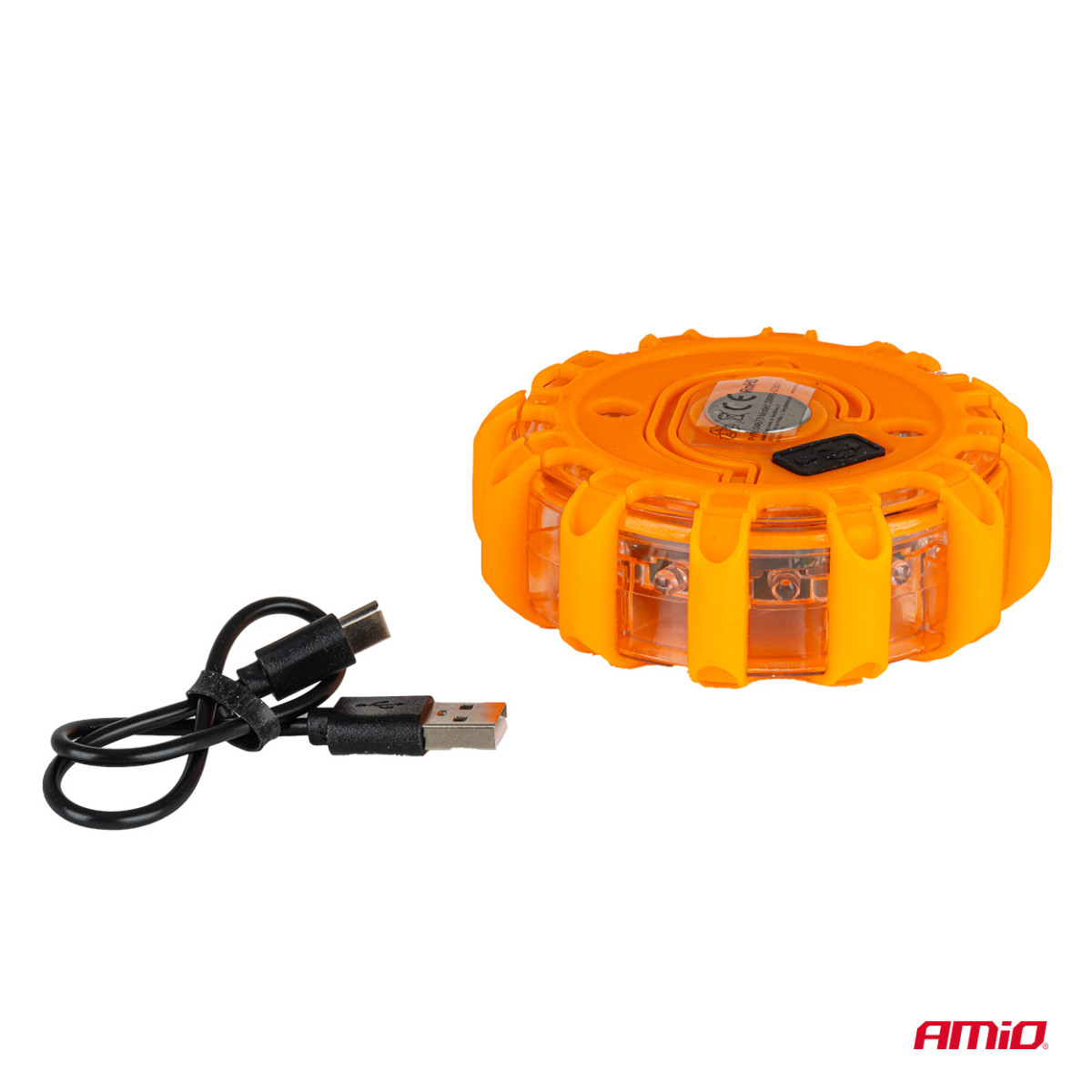 Bil-LED-varningslampa, 12+3 SMD, 650 mAh, röd, med batteri AMIO-04673