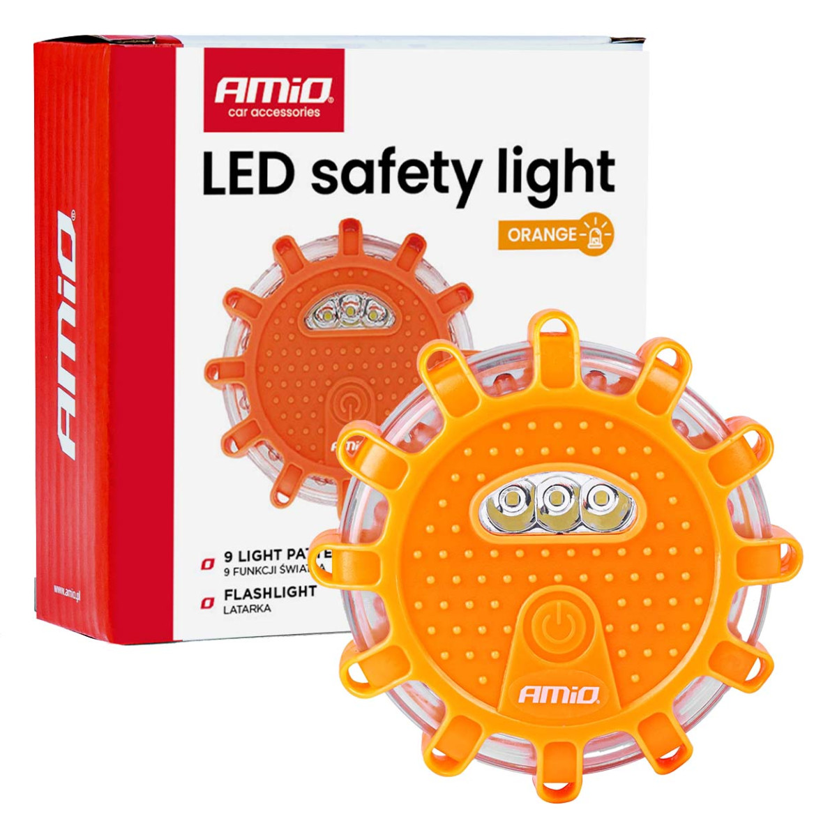 LED-nödbelysning med ficklampsfunktion, 12 SMD + 3 SMD, 3×AAA, IP65 AMIO-04828