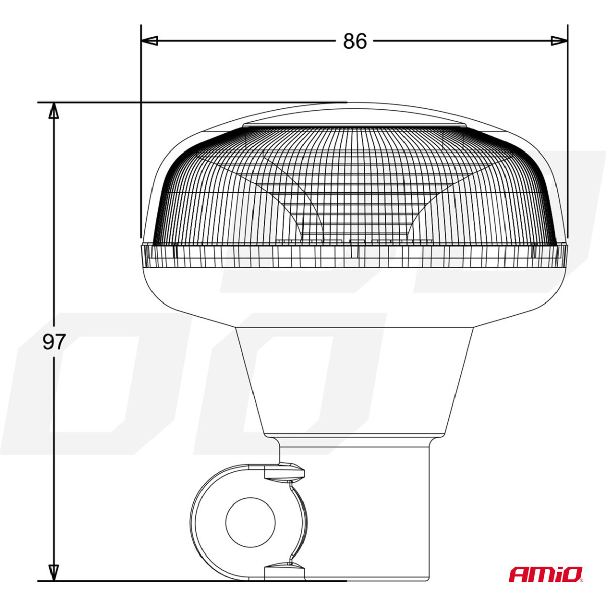 LED-varningslampa 18 LED R65 R10 12V 24V W21p AMIO-02922
