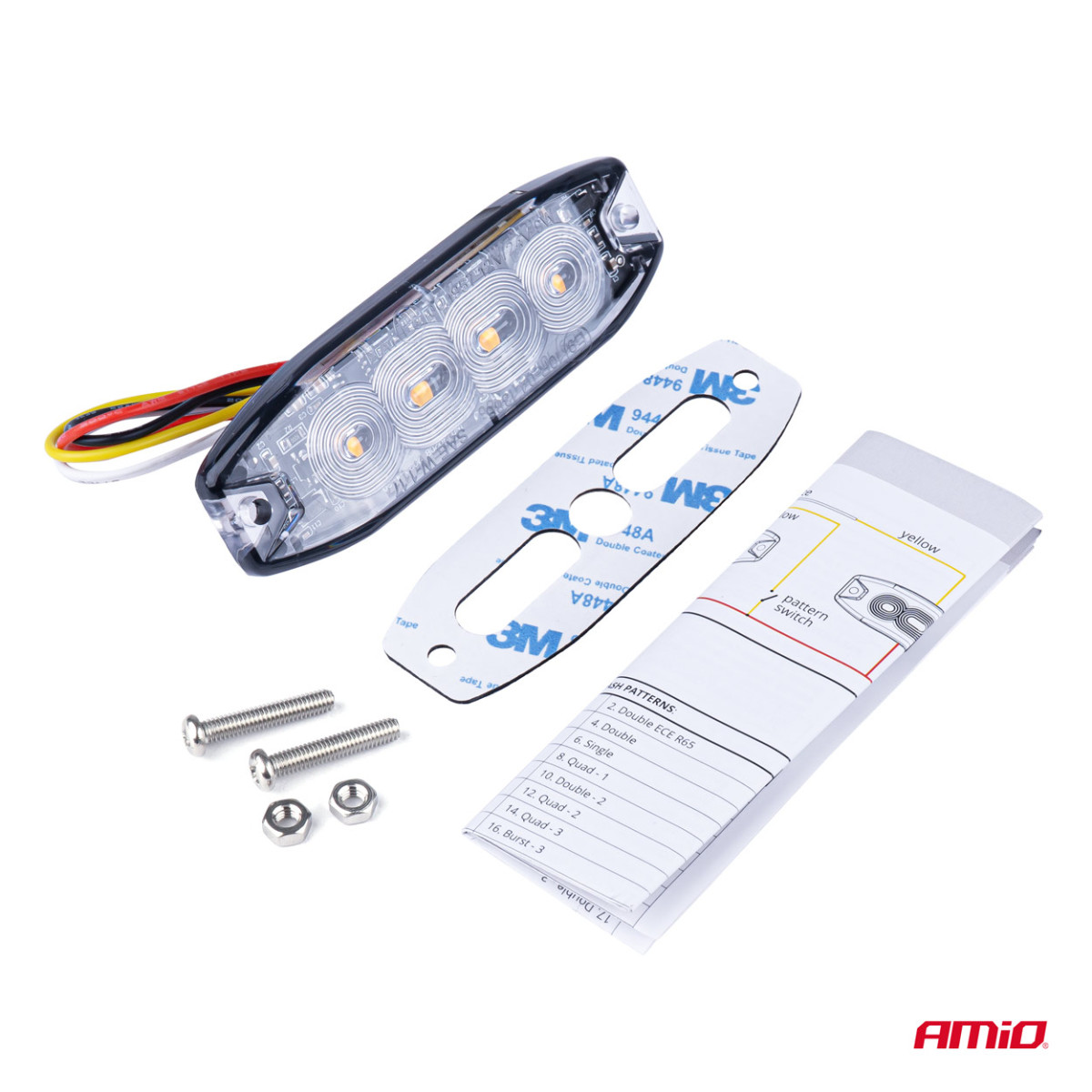 LED-varningslampa 4 LED R65 R10 12-24V AMIO-02298