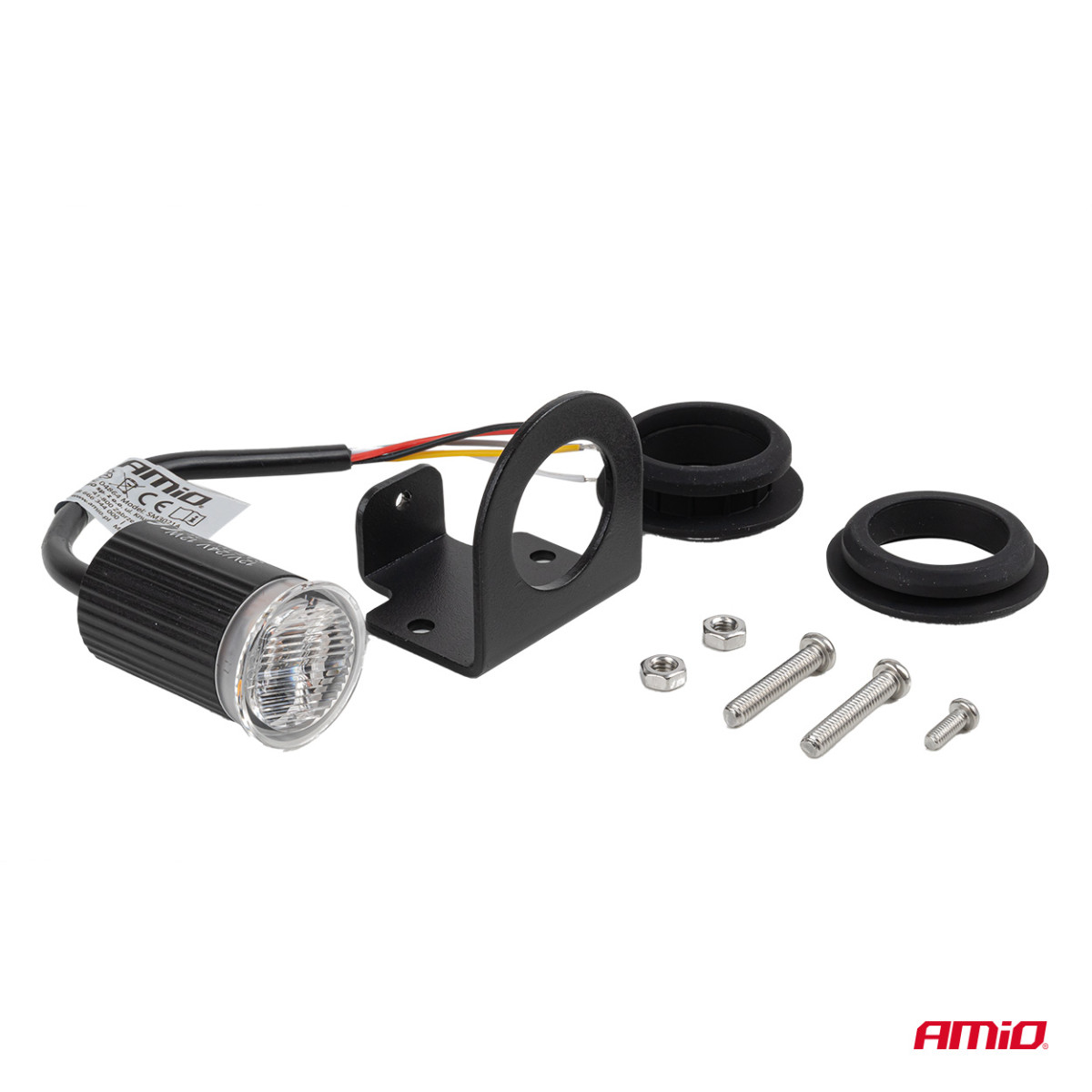 Rund orange LED-varningslampa R65 12V / 24V 12W AMIO-04864