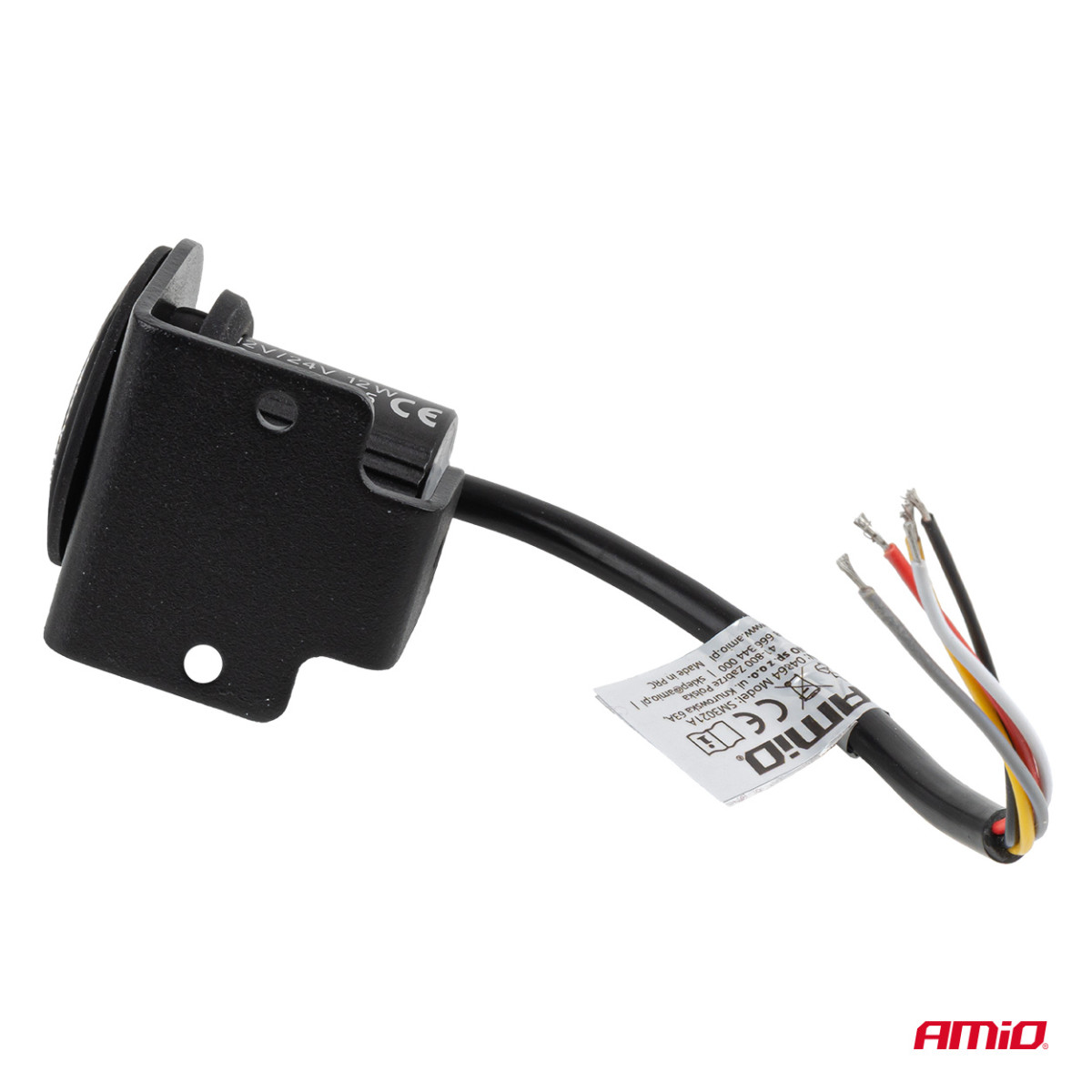Rund orange LED-varningslampa R65 12V / 24V 12W AMIO-04864