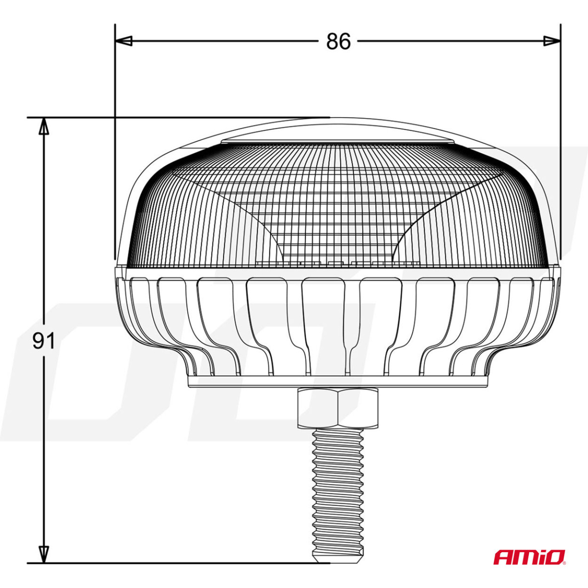LED-varningslampa R65 R10 12V 24V W21sb AMIO-02923