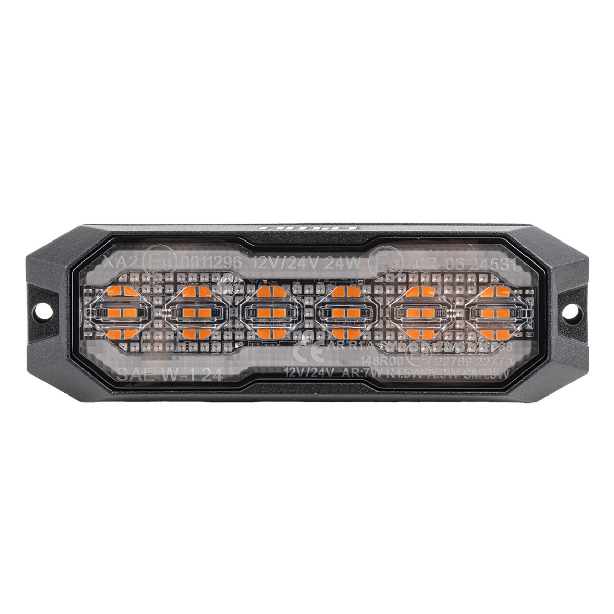 LED-varningslampa med orange markeringsljus R65 R148 12V/24V 24W AMIO-04860